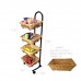 FixtureDisplays® Rolling Wicker Basket Display 4 Tier Market Merchandiser Stand Kitchen Pantry Organizer on Wheels  120009